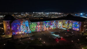 Bild på projektion på Uppsala slott