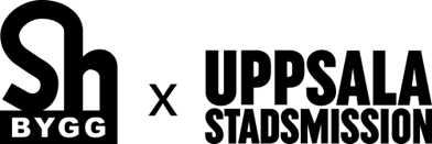 SH Bygg, sten och anläggning x Uppsala Stadsmission logo